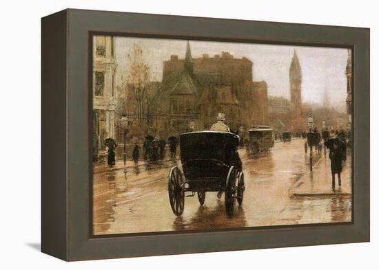 Columbus Avenue-Childe Hassam-Framed Stretched Canvas