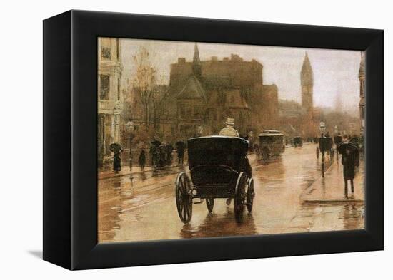 Columbus Avenue-Childe Hassam-Framed Stretched Canvas