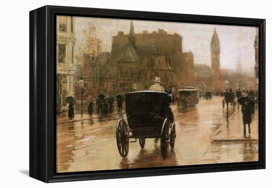 Columbus Avenue-Childe Hassam-Framed Stretched Canvas