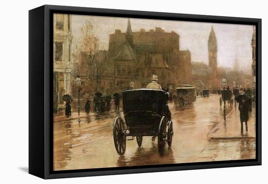 Columbus Avenue-Childe Hassam-Framed Stretched Canvas