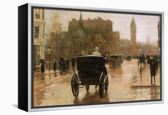 Columbus Avenue-Childe Hassam-Framed Stretched Canvas