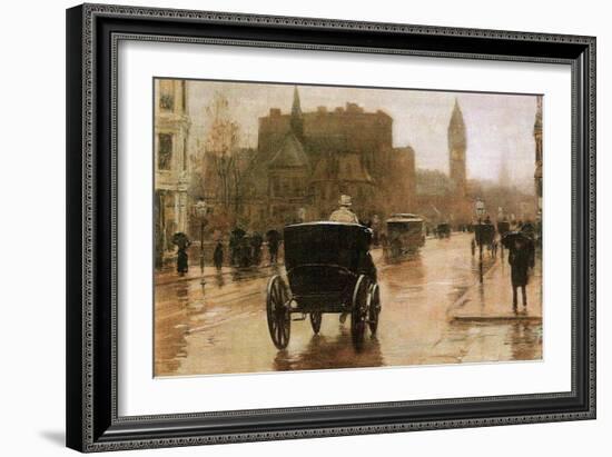 Columbus Avenue-Childe Hassam-Framed Art Print