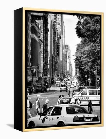 Columbus Circle, Yellow Cab and NYPD Vehicule, Central Park West, Manhattan, New York-Philippe Hugonnard-Framed Premier Image Canvas