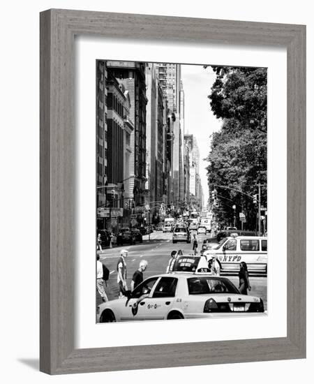 Columbus Circle, Yellow Cab and NYPD Vehicule, Central Park West, Manhattan, New York-Philippe Hugonnard-Framed Photographic Print