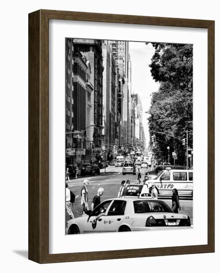 Columbus Circle, Yellow Cab and NYPD Vehicule, Central Park West, Manhattan, New York-Philippe Hugonnard-Framed Photographic Print