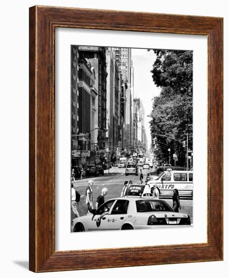 Columbus Circle, Yellow Cab and NYPD Vehicule, Central Park West, Manhattan, New York-Philippe Hugonnard-Framed Photographic Print