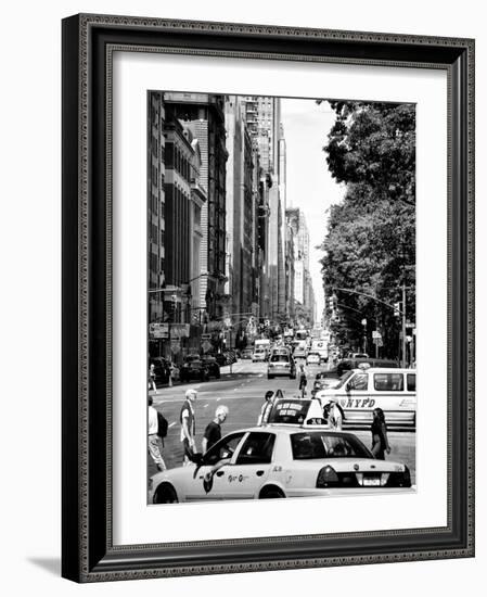 Columbus Circle, Yellow Cab and NYPD Vehicule, Central Park West, Manhattan, New York-Philippe Hugonnard-Framed Photographic Print