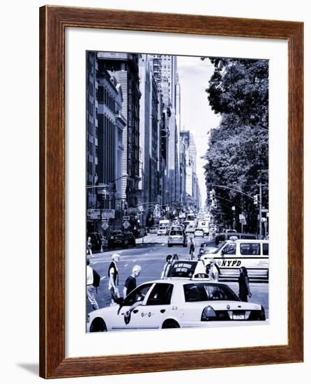 Columbus Circle, Yellow Cab and NYPD Vehicule, Central Park West, Manhattan, New York-Philippe Hugonnard-Framed Photographic Print