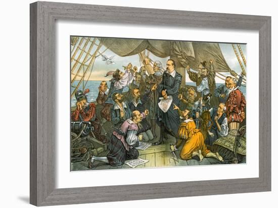 Columbus Cleveland and His Mutinous Crew - This Ship Shall Not Turn Back! 1885-Bernard Gillam-Framed Giclee Print