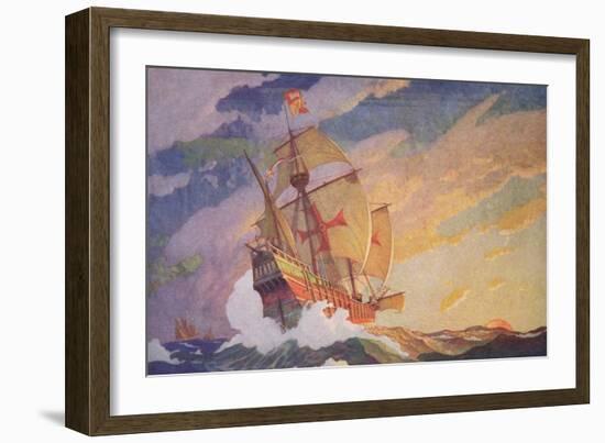 Columbus Crossing the Atlantic, 1927-Newell Convers Wyeth-Framed Giclee Print