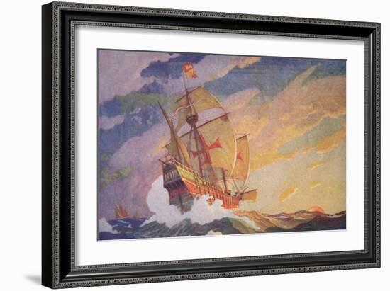 Columbus Crossing the Atlantic, 1927-Newell Convers Wyeth-Framed Giclee Print