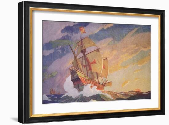 Columbus Crossing the Atlantic, 1927-Newell Convers Wyeth-Framed Giclee Print