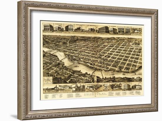 Columbus, Georgia - Panoramic Map-Lantern Press-Framed Art Print