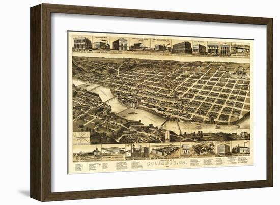 Columbus, Georgia - Panoramic Map-Lantern Press-Framed Art Print