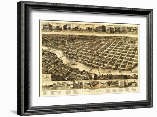 Columbus, Georgia - Panoramic Map-Lantern Press-Framed Art Print