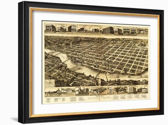 Columbus, Georgia - Panoramic Map-Lantern Press-Framed Art Print