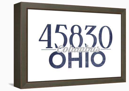 Columbus, Ohio - 45830 Zip Code (Blue)-Lantern Press-Framed Stretched Canvas