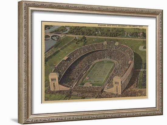 Columbus, Ohio - Ohio State University Stadium from Air-Lantern Press-Framed Art Print