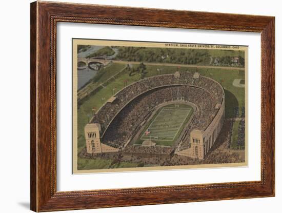 Columbus, Ohio - Ohio State University Stadium from Air-Lantern Press-Framed Art Print