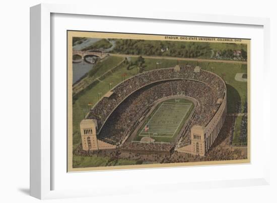 Columbus, Ohio - Ohio State University Stadium from Air-Lantern Press-Framed Art Print