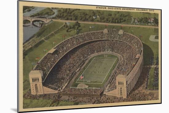 Columbus, Ohio - Ohio State University Stadium from Air-Lantern Press-Mounted Art Print