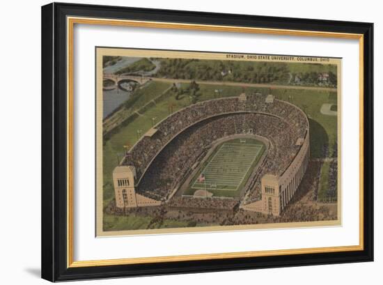 Columbus, Ohio - Ohio State University Stadium from Air-Lantern Press-Framed Art Print