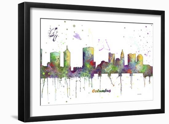 Columbus Ohio Skyline MCLR 1-Marlene Watson-Framed Giclee Print