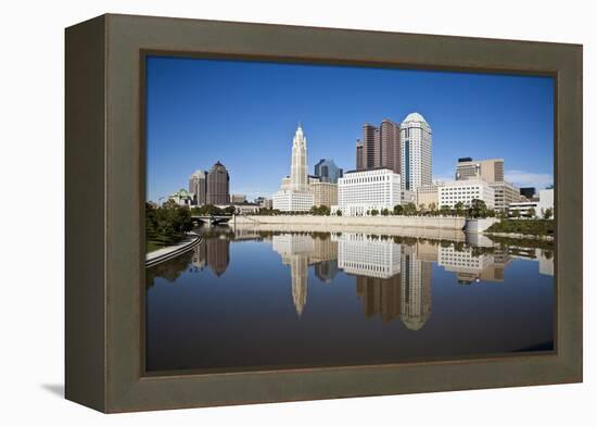 Columbus, Ohio Skyline Reflected in the Scioto River.  Columbus is the Capital of Ohio-pdb1-Framed Premier Image Canvas