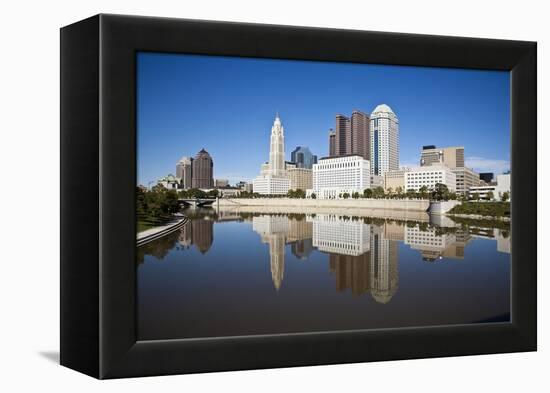 Columbus, Ohio Skyline Reflected in the Scioto River.  Columbus is the Capital of Ohio-pdb1-Framed Premier Image Canvas