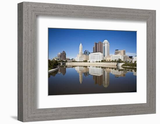 Columbus, Ohio Skyline Reflected in the Scioto River.  Columbus is the Capital of Ohio-pdb1-Framed Photographic Print