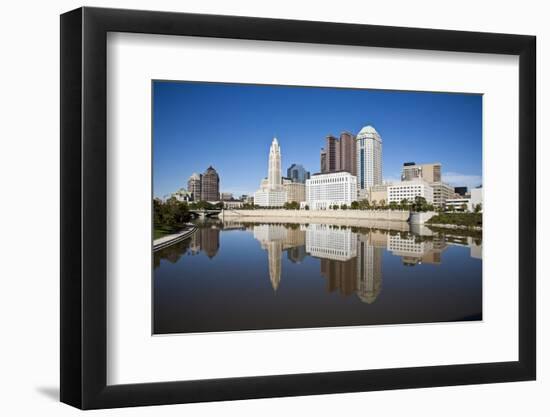 Columbus, Ohio Skyline Reflected in the Scioto River.  Columbus is the Capital of Ohio-pdb1-Framed Photographic Print