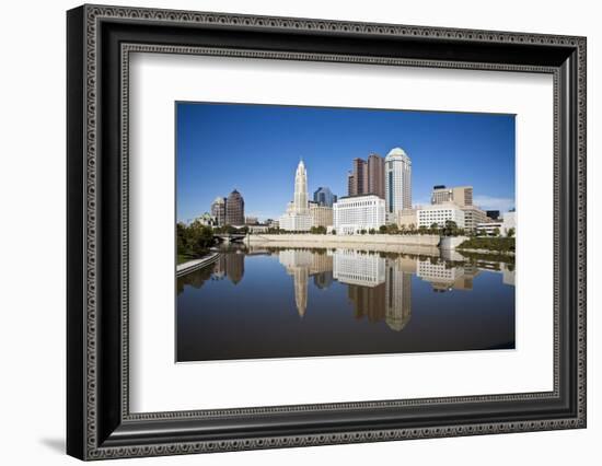 Columbus, Ohio Skyline Reflected in the Scioto River.  Columbus is the Capital of Ohio-pdb1-Framed Photographic Print