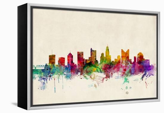 Columbus Ohio Skyline-Michael Tompsett-Framed Stretched Canvas