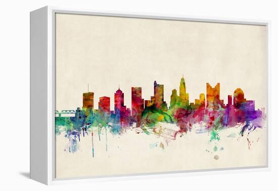 Columbus Ohio Skyline-Michael Tompsett-Framed Stretched Canvas