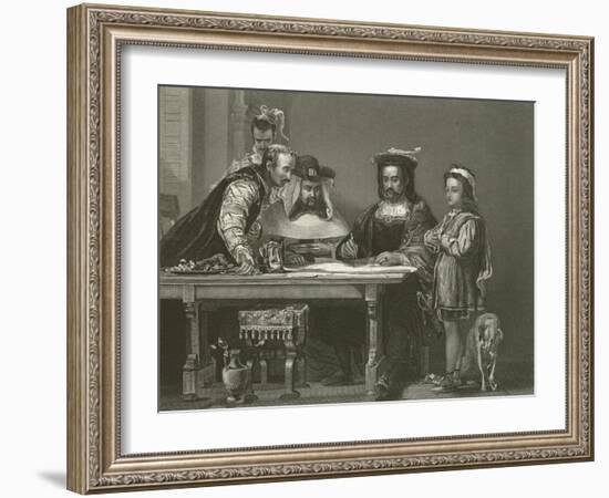 Columbus Planning the Discovery of America, 15th Century-Sir David Wilkie-Framed Giclee Print