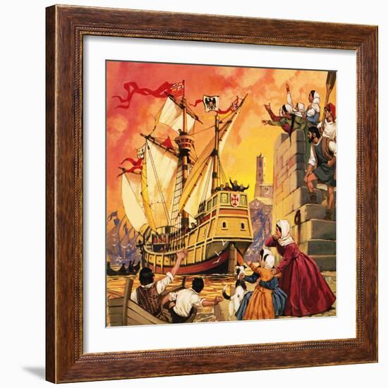 Columbus Setting Sail in the Santa Maria in August 1492-Mcbride-Framed Giclee Print