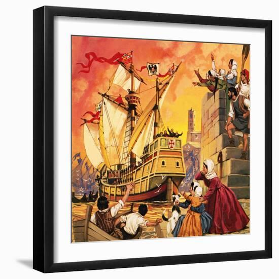 Columbus Setting Sail in the Santa Maria in August 1492-Mcbride-Framed Giclee Print