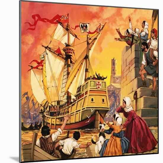 Columbus Setting Sail in the Santa Maria in August 1492-Mcbride-Mounted Giclee Print