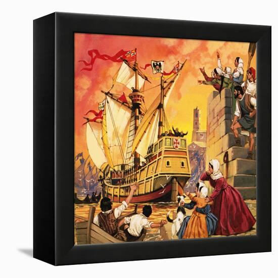 Columbus Setting Sail in the Santa Maria in August 1492-Mcbride-Framed Premier Image Canvas