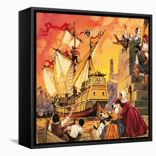 Columbus Setting Sail in the Santa Maria in August 1492-Mcbride-Framed Premier Image Canvas