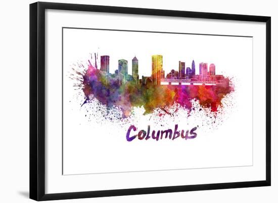 Columbus Skyline in Watercolor-paulrommer-Framed Art Print