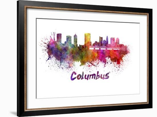 Columbus Skyline in Watercolor-paulrommer-Framed Art Print