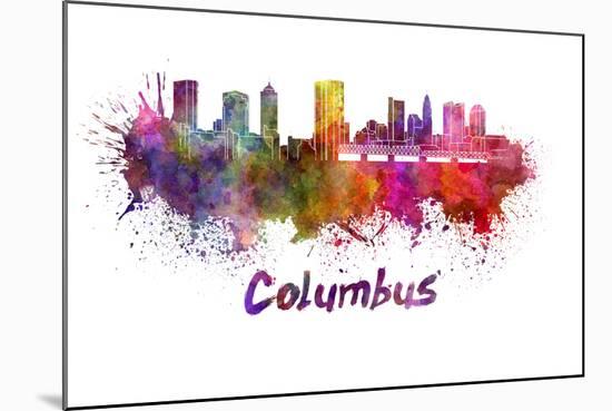 Columbus Skyline in Watercolor-paulrommer-Mounted Art Print