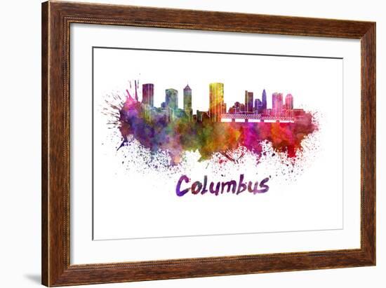 Columbus Skyline in Watercolor-paulrommer-Framed Art Print