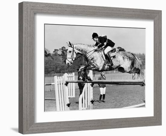 Columbus the Horse of Princess Anne Clearing Obstacale in Jumping Section of Windsor Horse Trials-null-Framed Photographic Print