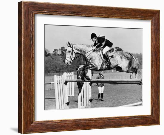 Columbus the Horse of Princess Anne Clearing Obstacale in Jumping Section of Windsor Horse Trials-null-Framed Photographic Print