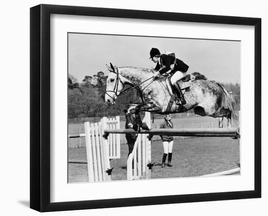 Columbus the Horse of Princess Anne Clearing Obstacale in Jumping Section of Windsor Horse Trials-null-Framed Photographic Print