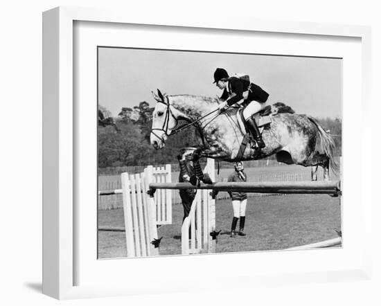 Columbus the Horse of Princess Anne Clearing Obstacale in Jumping Section of Windsor Horse Trials-null-Framed Photographic Print