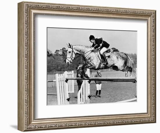 Columbus the Horse of Princess Anne Clearing Obstacale in Jumping Section of Windsor Horse Trials-null-Framed Photographic Print