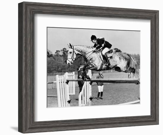 Columbus the Horse of Princess Anne Clearing Obstacale in Jumping Section of Windsor Horse Trials-null-Framed Photographic Print